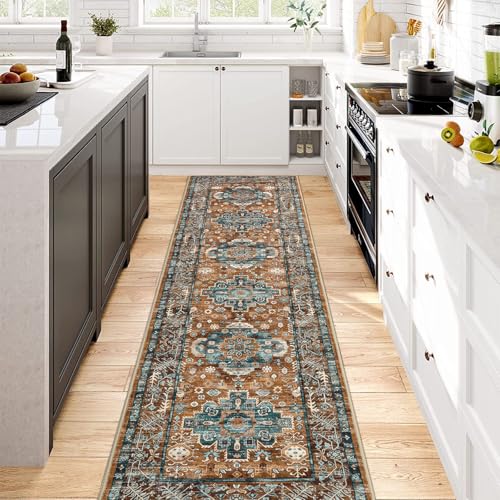 Pauwer Boho Hallway Runner Rug 2x8 Washable Entryway Area Rugs Non Slip Farmhouse Vintage Floor Mat Carpet Runner for Hallways Laundry Room Kitchen Bathroom Bedroom