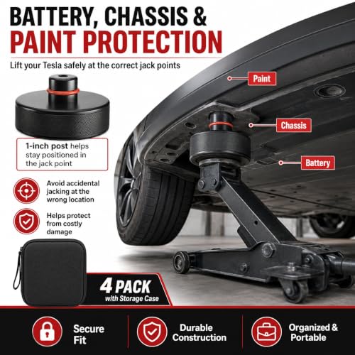 Image of Upgrade Lifting Jack Pads Compatible with Tesla Model 3 /Y /S /X (2013-2026) Highland Juniper, 4-Pack Sturdy Rubber Lift Pucks Premium Car Accessories with Storage Case, Battery & Chassis Protector-Black