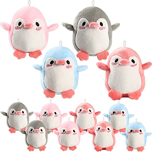 12 Pieces Mini Plush Penguin Stuffed Toys Animal, Cute Small Baby Penguin Stuffed Doll Penguin Plush Keychain Key Holder Bag Pendant Party Favor Present Toys for Boys Girls (Likable Style)