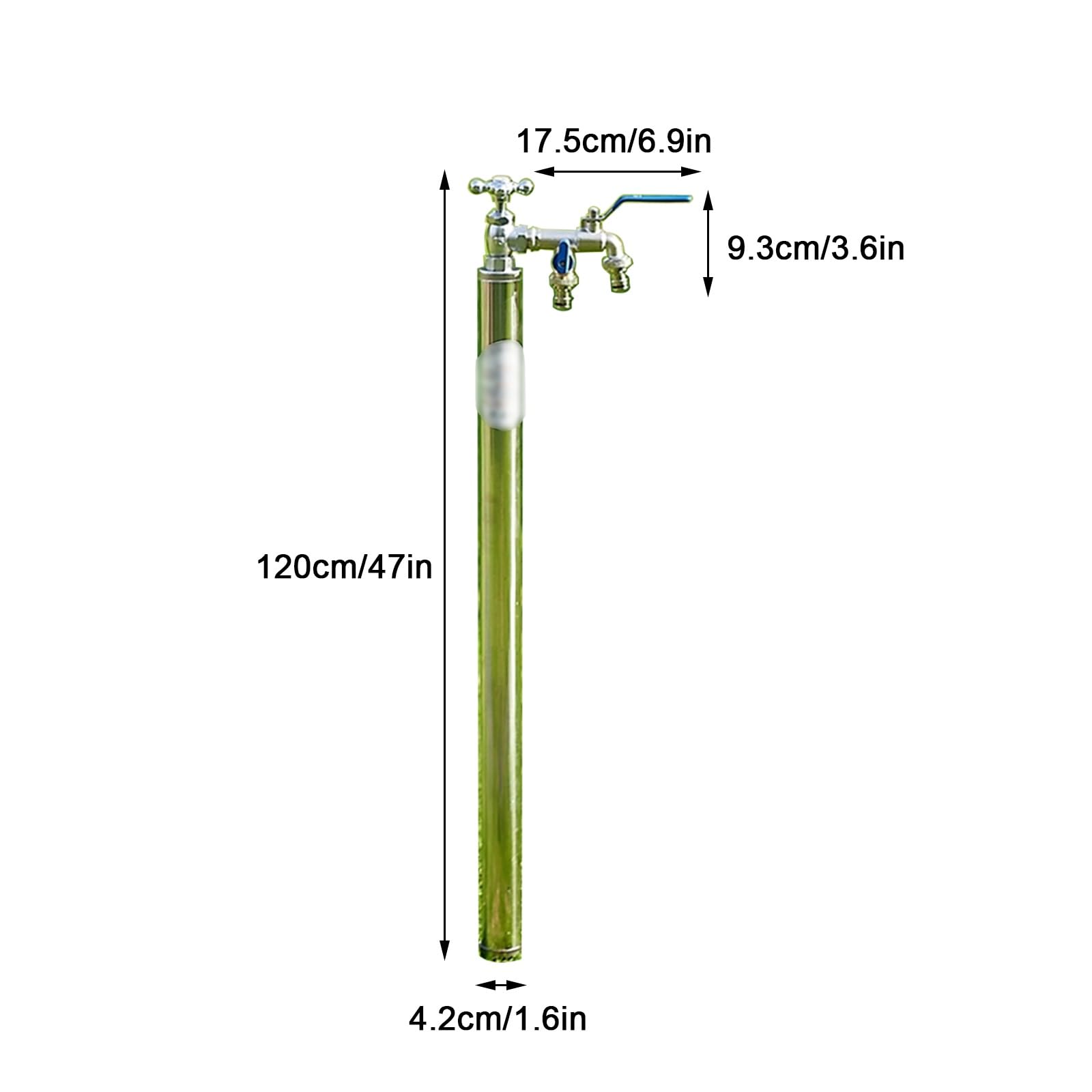 Grifo de Agua Exterior, hidrante de jardín, Grifo de Suelo Decorativo, Fuente de Columna de Agua Estilo hidrante contra Incendios, 120 x 4,2 cm (47 x 1,6 Pulgadas) - Ideal para PAI