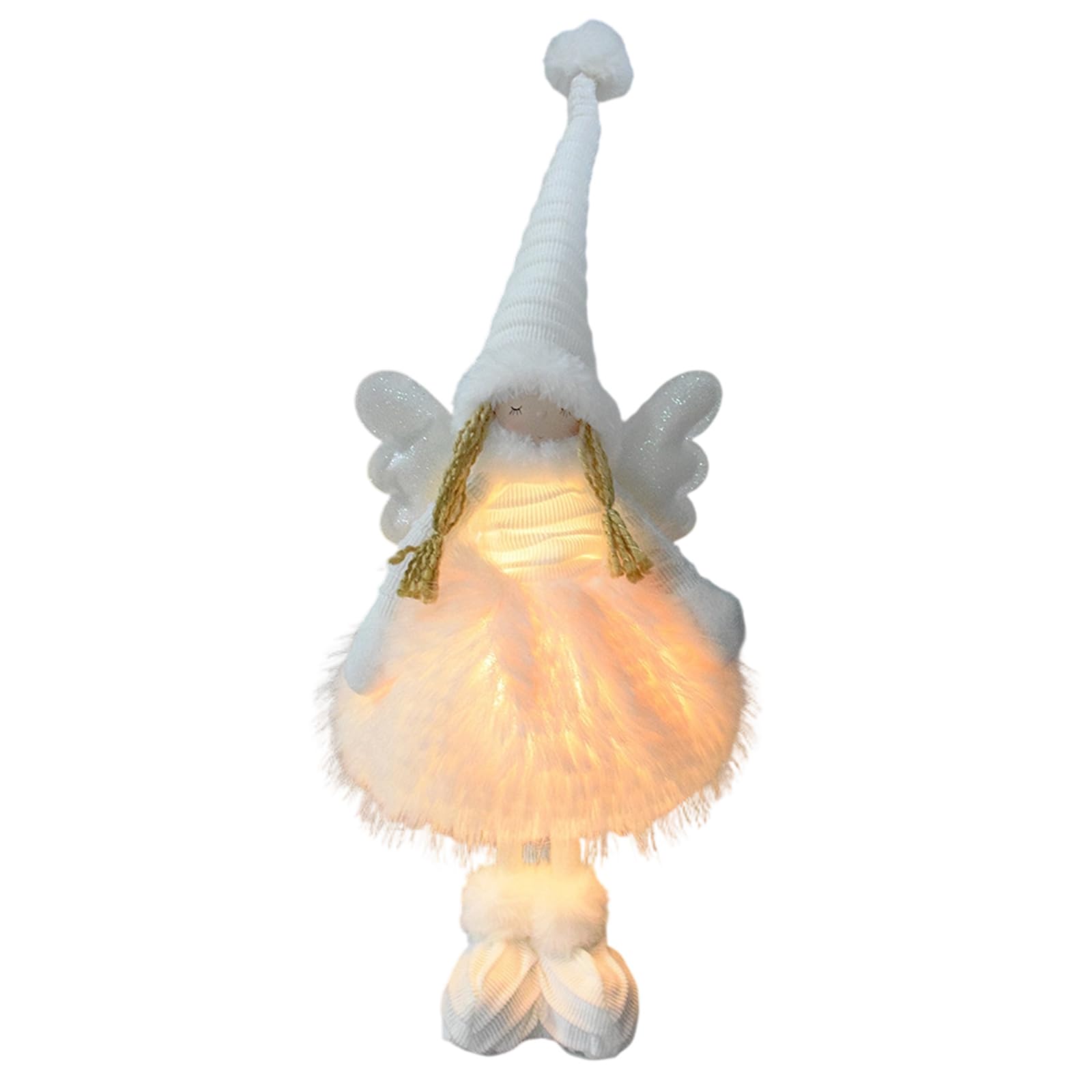Kangnice Seasonal Glowing Cloth Angelic Statuette Tabletop Decoration Safe Decorative Accent for Windowsills and Bookshelves Glowing Celebration Tabletop Figurine