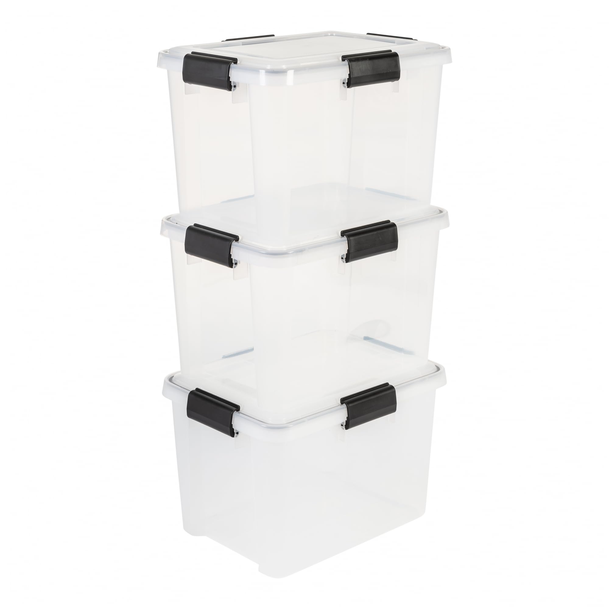 Iris Ohyama Luftdichte Kunststoff-Aufbewahrungsboxen mit Deckel, 20L, 3er-Set, Transparent, Hermetischer wasserdichter Verschluss, Robust Schnappverschlüsse, Stapelbar, Staubschutz, BPA-frei, DDAT-SD