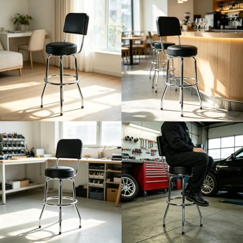 Image of Big RED Swivel Bar Stool with Backrest