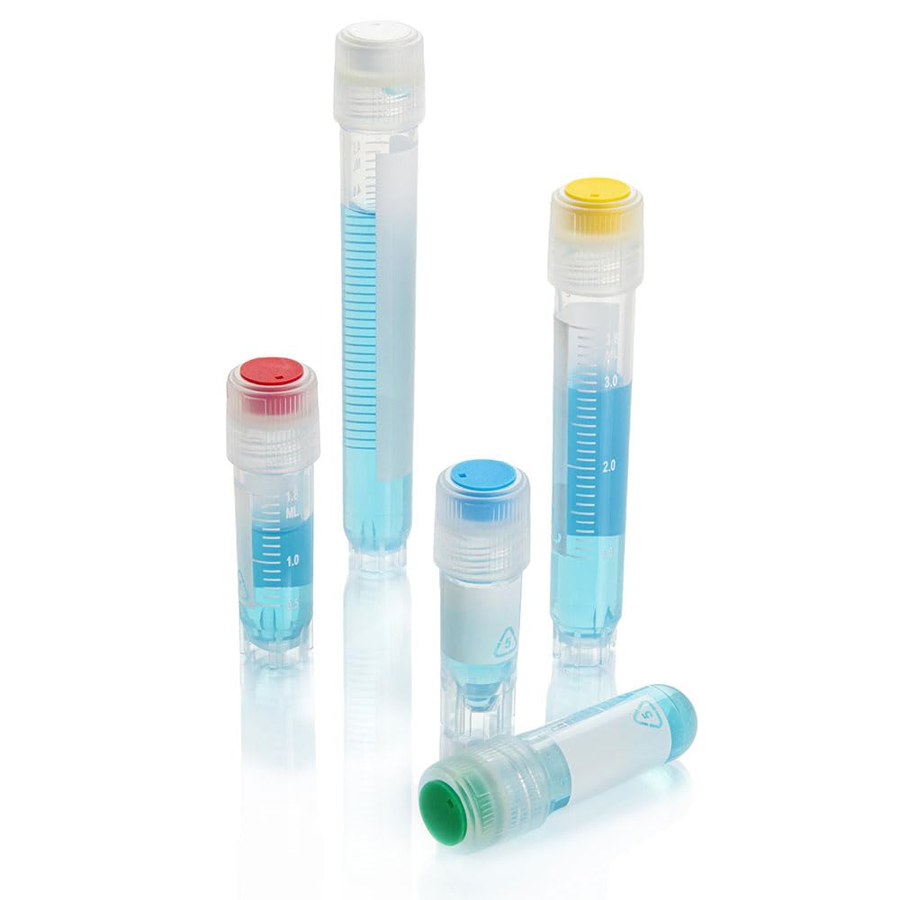 Globe Scientific RingSeal Cryogenic Vials, 3032-1, 1.0ml, Sterile, External Threads, Attached Screwcap with O-Ring Seal, 500/Case