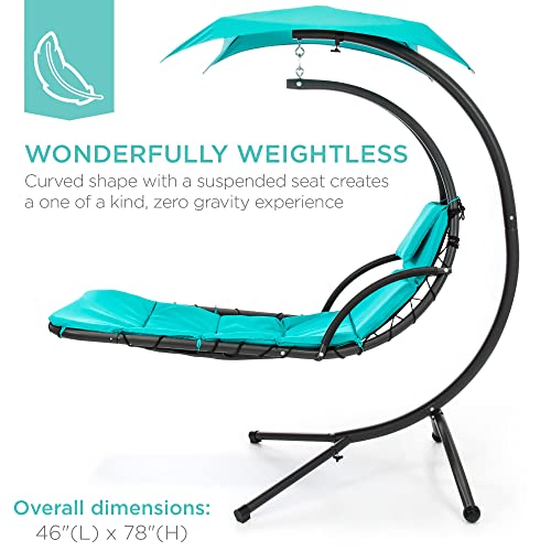 image for Best Choice Products Outdoor Hanging Curved Steel Chaise Lounge Chair 