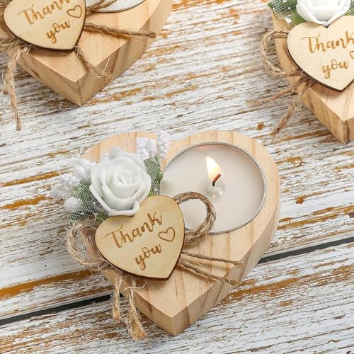 Wooden TeaLight Set with Heart Candle Holder for Wedding Favors f...