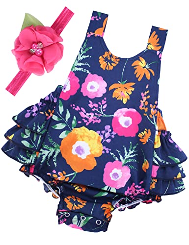 Image of PrinceSasa Baby Girl's Floral Print Ruffles Romper Summer Clothes