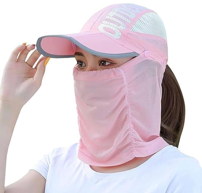 MURTISIDDH Polyester Summer Sun Protection Cap Mask for Summer Outdoor Cycling UV Sun Protection Block Hat Protection Face Cover Scarf Mask for Women & Girls Bike Fishing Cycling (Multicolour)
