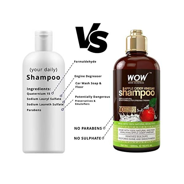 WOW-Apple-Cider-Vinegar-Shampoo-Reduce-Dandruff-Frizz-Split-Ends-For-Hair-Loss-Clean-Scalp-Boost-Gloss-Shine-Paraben-Sulfate-Free-All-Hair-Types-Adults-Children-500-mL WOW Skin Science Apple Cider Vinegar Shampoo - Hair Growth Shampoo For Thinning Hair, Hair Loss & Dandruff Shampoo - Parabens & Sulfate Free Shampoo (Brown, 16.9 Fl Oz (Pack Of 1))