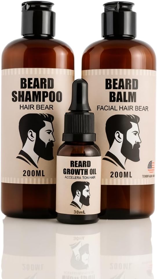Kit para Barba Shampoo Balm e Óleo – Tecnologia Americana