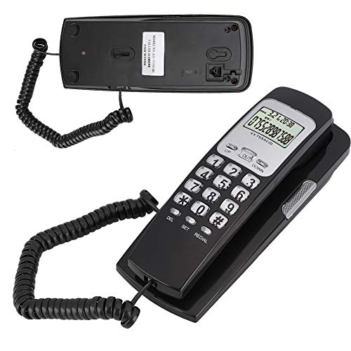 Vebstlife Corded Phone Mini Black Telephone, Desktop Landline Phone Telephone with Caller ID Phone with LCD Display Backlight for Hotel Home Office(No Wall Phone)
