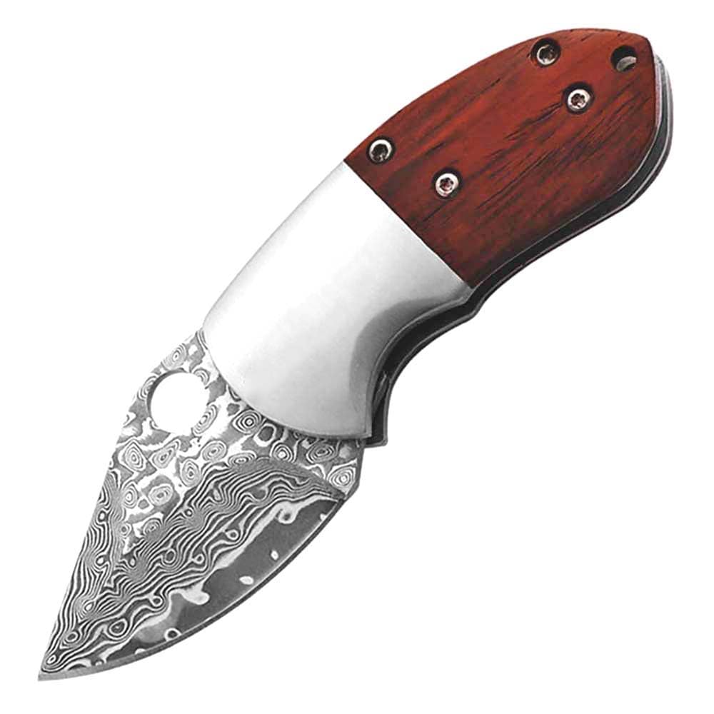 Taschenmesser Damast Klappmesser Kleines Scharfes Damaszener Holzgriff Aus Geschmiedet Damaskus Edelstahl messer klinge loch Outdoor Edc Messer Survival mini Einhandmesser Damaststahl messer Förderung