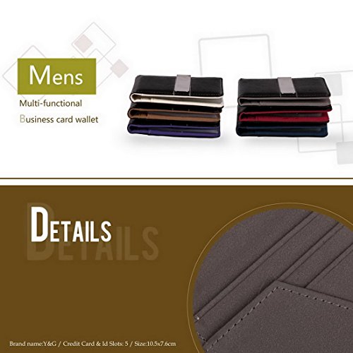 Y&G YCC1005 Gray Black Leather Wallet Money Clip 15 Card Holder Designer For Mens Perfect Economics Presents - Thumbnail 4