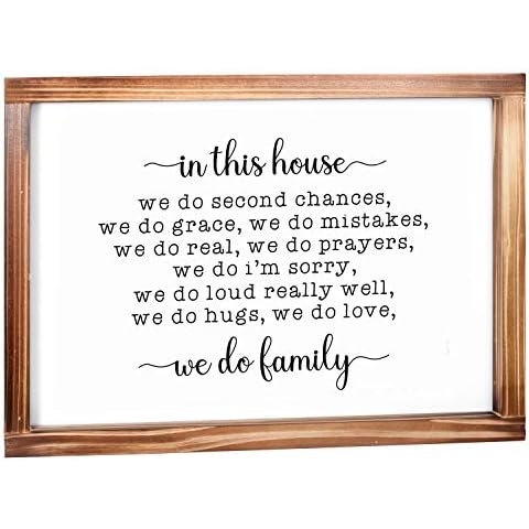 MAINEVENT in This House We Do Family Sign 11x16 Inch, Family Signs Home Decor, Rustic Farmhouse Decor The Home Sign, Wall Decorations Living Room, Modern Farmhouse Sign Solid Wood Frame Cover