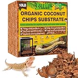 Halatool 10LB Coconut Chips Substrate for Reptiles 72QT Natural Coco Husk Snake Bedding for Ball Python Coco Coir Chip Terrarium Substrate for Tortoise Frog Gecko Hermit Crab Hamster
