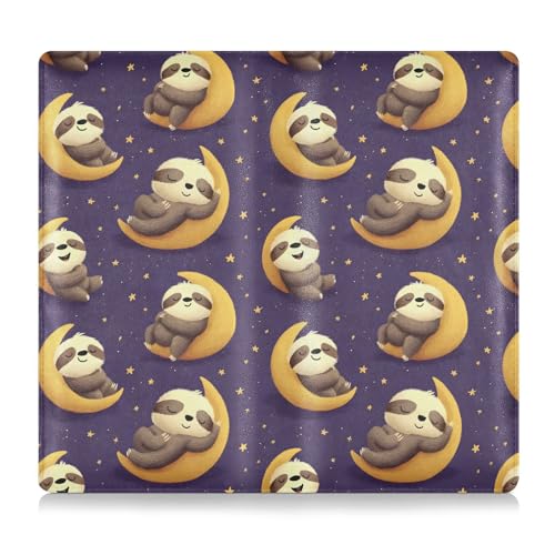 Car Registration and Insurance Holders Sloths Moon Print, PU Leather for License Documents Cards2