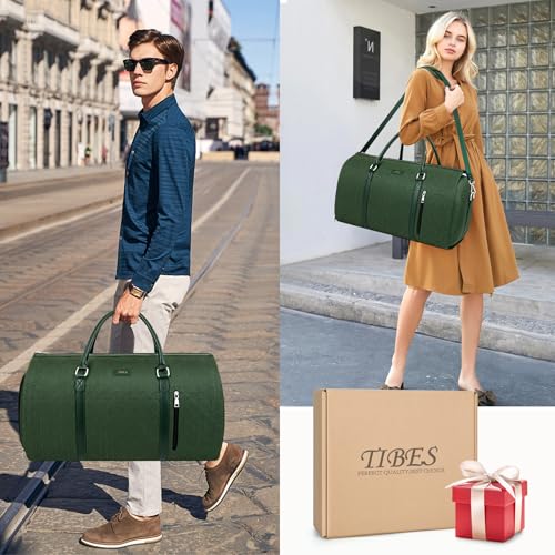 Convertible Garment Duffle Bags for Travel - Carry On Garment Bags With Toiletry Bag, Large Weekender Bags for Women Men 2 in 1 Hanging Suitcase Suit Travel Duffel Bags (Green) 7