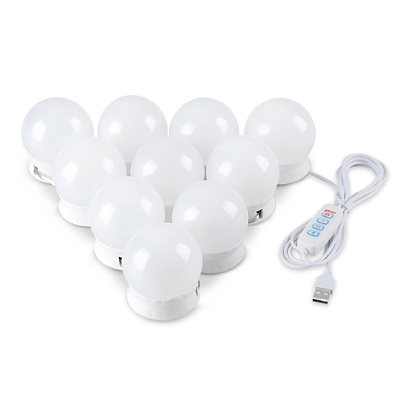 HBBursts Mirror Lights Stick On 12 Bulbs,LED Makeup for Dressing Table, USB Cable Adjustable Cold&Warm Lighting, Vanity Make Up Light for Bathroom Bedroom(10-Light)