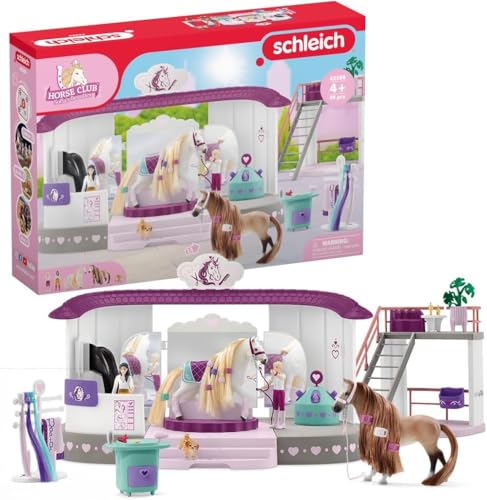 Schleich Horse Club Sofia's Beauties Horse Beauty Salon Stable with Brushing Accessories and Figurines Playset - 99-Piece Horse Beauty Salon Toy for Grooming and Brushing, Gift for Kids Age 4+