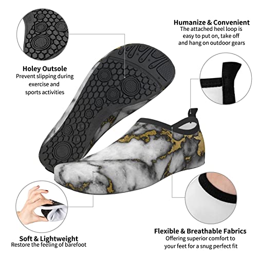 Allgobee BLACK-298 Water Shoes For Womens Mens,Outdoor Beach Hipster Black Gold Marble Aqua Socks,Barefoot Shoes Surfing Yoga thumb #4