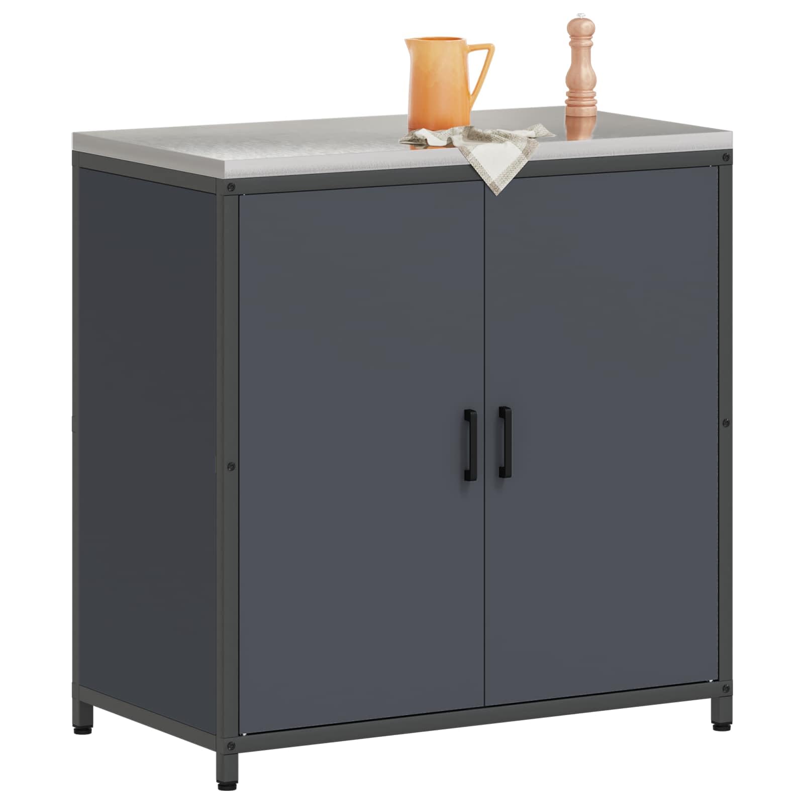 vidaXL Armadietto per Stoccaggio in Cucina HATTEM Antracite Acciaio, Cucina, Moderni sistemi di stoccaggio, scaffali rettangolari, Design Funzionale, mobili da Esterno, armadietti Eleganti