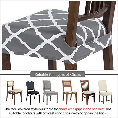Image of SearchI Dining Chair Seat Covers Set of 2, Rear Covered, Grey