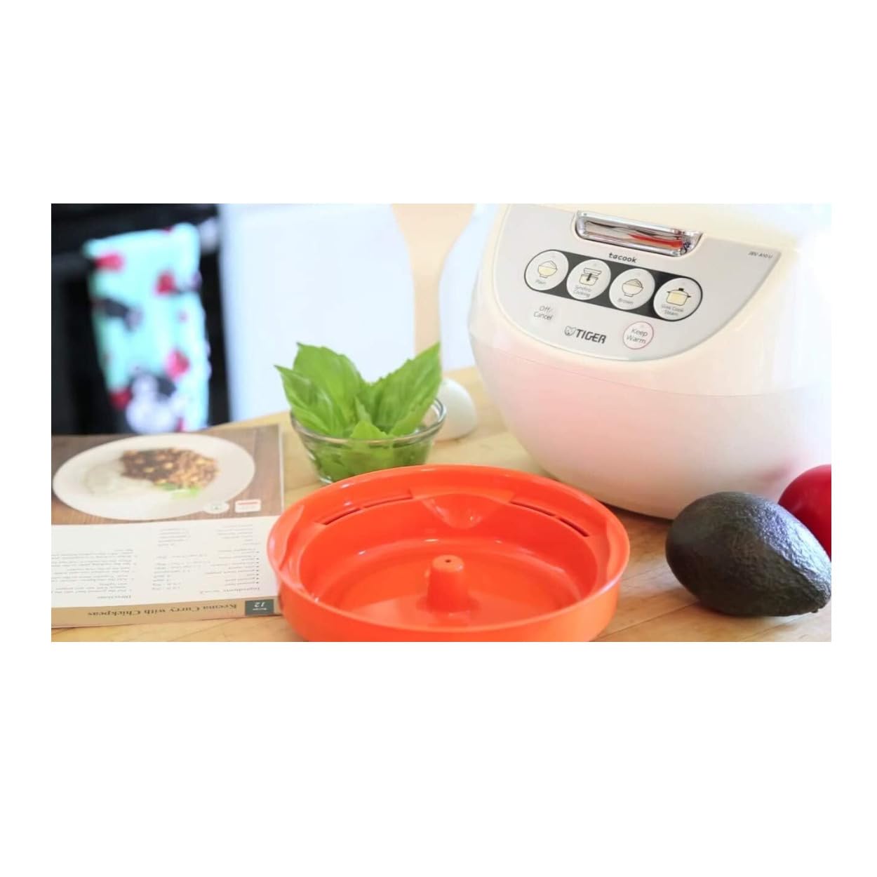 Tiger Jbv A10u 5.5 Cup Micom Rice Cooker with Tacook White | Tacook steamer tray product thumbnail 3