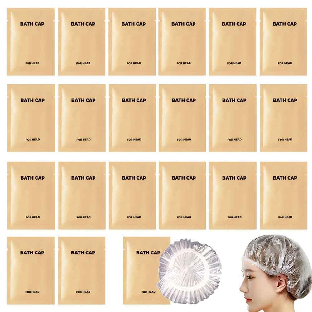 50PCS Portable Individually Wrapped Disposable Shower Caps, Plastic Waterproof Elastic Pocket Hair Bath Caps,Multipurpose Travel Shower Caps, Perfect