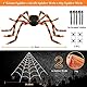 Halloween Deko Outdoor Set,Riesenspinne Dehnbare Spinnennetze für Innen/Außen, Garten,Tür Fenster Kamin Häuser Spukhaus&Partyzubehör-Schaurige Atmosphäre für Ihre Feier