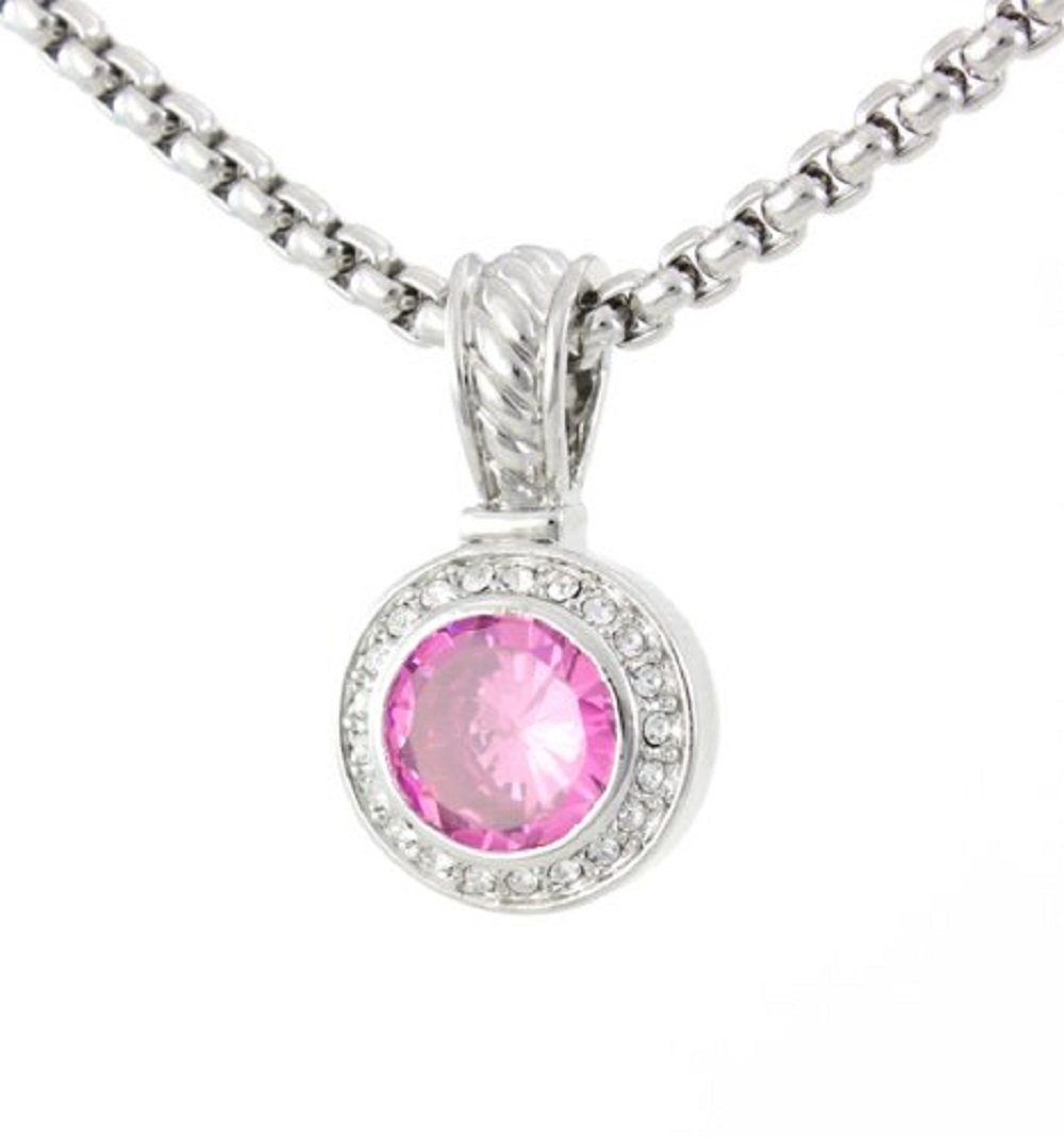 CFG ONLINERound CZ Pendant Necklace/Standard 16" + 2" Extension