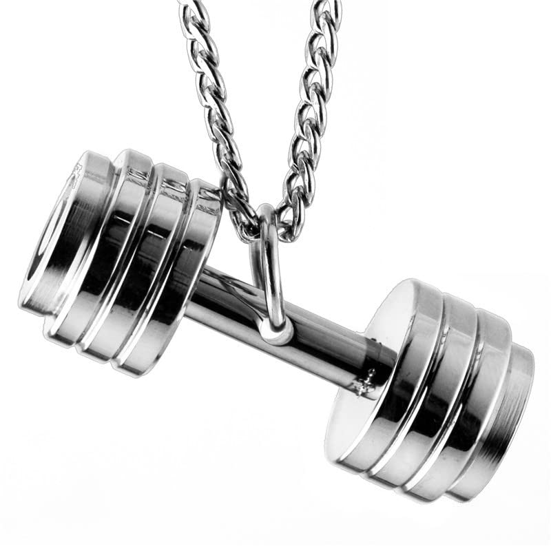 LOVWORID Fitness Stainless Steel Mens Womens Barbell Dumbbell Gym Pendant Necklace, Weight Pendant Gym Accessories Pendant for Man, Stainless Steel, No Gemstone (B0BWJPWY9V) Amazon Price History, Amazon Price Tracker