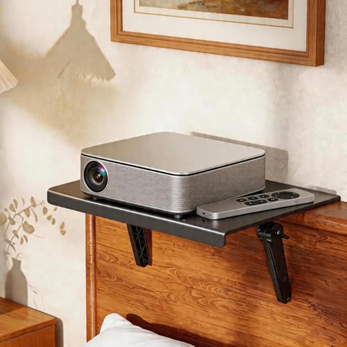 XULIONTS No Drill Projector Shelf Adjustable Headboard and Sofa Projector Mount Wall Mounted Shelf for Projector Small Devices Space Saving Projector Stand for Bedroom Living Room Office