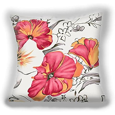 Hount Color flower cushion cover Polyester Leaves Decorative Pillowcase Home Decoration Pillowcase sofa cushion cover red 2pcs 45 * 45cm Cover