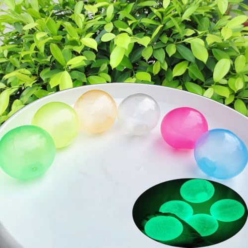 Pelota Adhesiva Luminosa, Pelota Suave y elástica Que se Ilumina en la Oscuridad, Juguete Lavable y Resistente para aliviar el estrés, Multicolor, Juguete para niños y Fiestas de cumpleaños (6pcs)