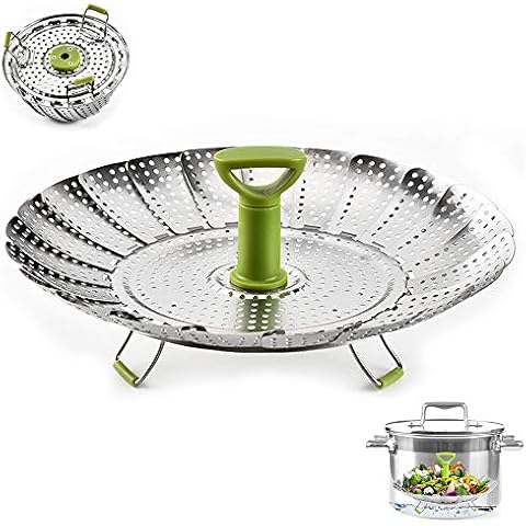 lemgyiamz Vaporera de Acero Inoxidable Plegable con Mango extraíble y Patas Antideslizantes Cover