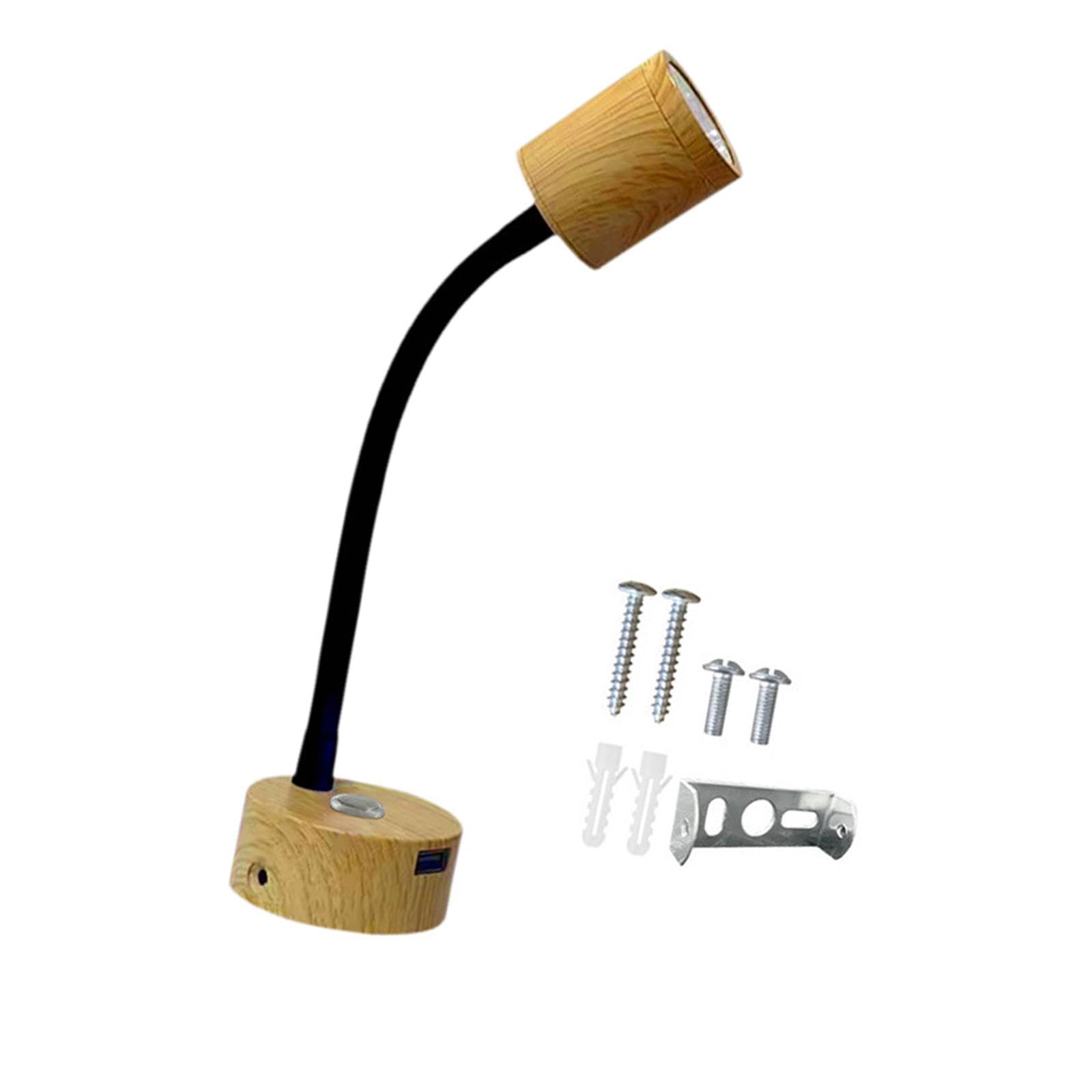 Lámpara de Lectura LED Flexible de Aluminio para Interiores, con Brazo Giratorio, Puerto USB Y Control Táctil Regulable, Largo Negro