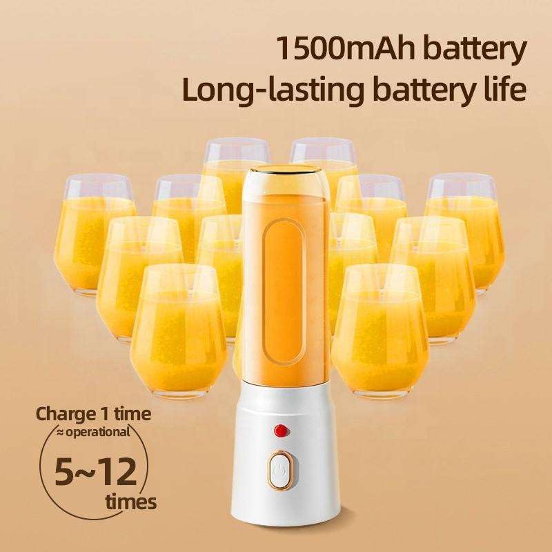 Image of Portable Blender Electric Juicer USB Rechargeable Fruit Mixers Mini Personal Smoothie Maker 6 Blades 3 Gears Ideal for smoothies, protein shakes, fresh juices, sauces -1500mAh Battery (WHITE)
