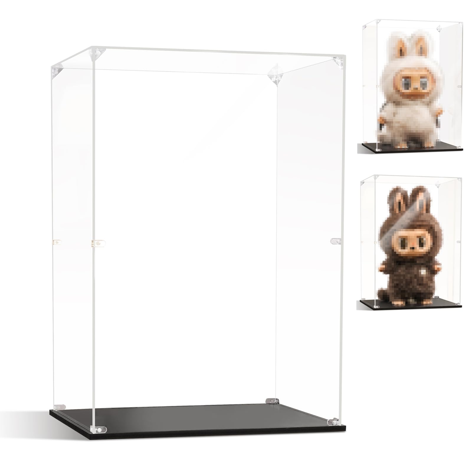 Transparent Acrylic Dust-Proof Protective Cover with Base for LABUBU and Zimomo Doll - Display Case & Showcase Box