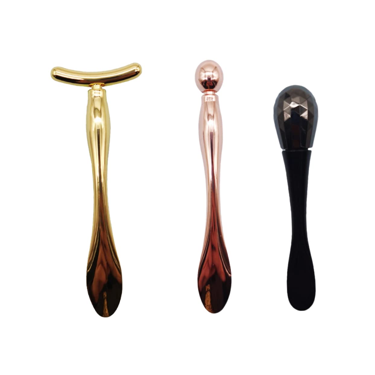 Beatifufu T-shape Eye Massager Stick Zinc Alloy Beauty Spoon for Makeup and Spa Random Color
