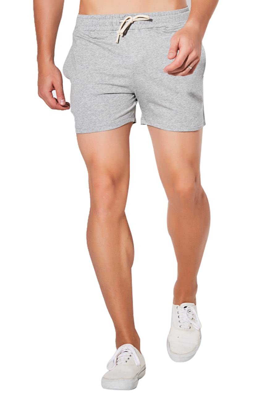 JackieLove Men's Joggers Sweat Gym Running Workout Athletic Shorts - Grey - 30/32" Waist