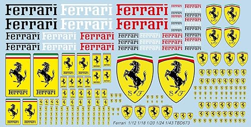  Decal Acqua Decal Logo scala 1/12 1/14 1/18 1/20 1/23 1/24 1/32 1/43 compatibile con Ferrari slot car e Modelli TBD673..