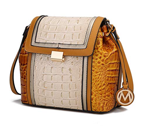 MKF Collection Bolsa tiracolo feminina, bolsa de ombro de couro vegano da Mia K, Amarelo Jamilah