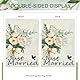 NICENEEDED Gartenflagge Just Married Für Hochzeiten 12 x 18 Zoll Doppelseitig Außen Blumenhochzeits Willkommensdekoration Für Den Garten Und Den Außenbereich