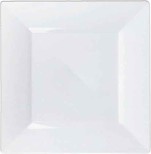 Miniatura 1 de Platos de plástico cuadrados blancos de 9.5 pulgadas  Platos desechables de fiesta como China, platos de ensalada resistentes, platos de postre,
