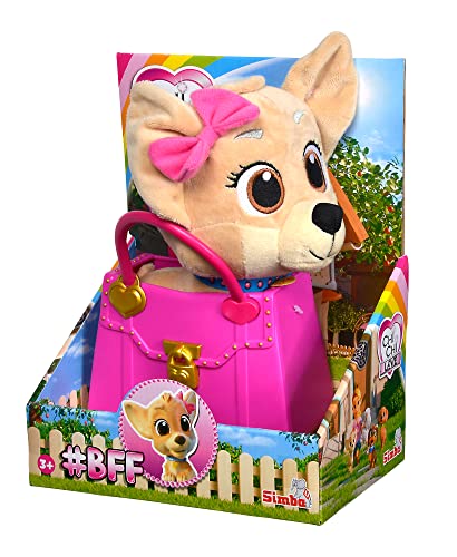 Simba 105890020 - Chichi Love Best Friends Forever, YouTube Serie Plüschhund in Hot-Pinker Vinyl Handtasche, 20cm Kuschelhund, ab 3 Jahren