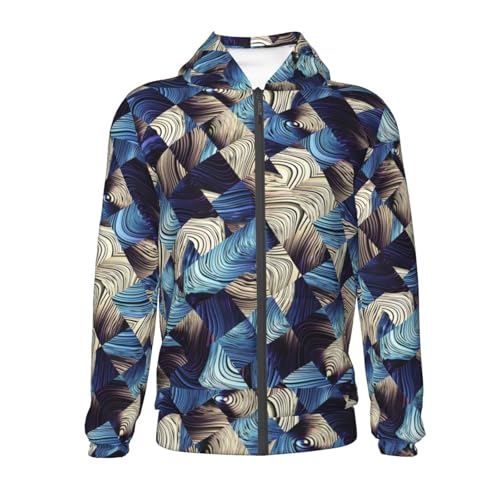 Abstract Blue Squares Kids Pullover Hoodies Boys Zip Up Sweatshirts Girls Athletic Clothes with Pocket2