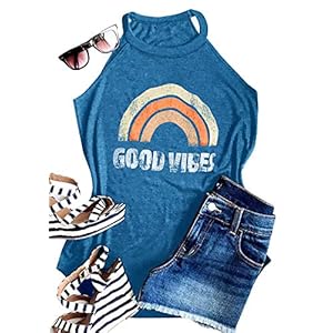 IRISGOD Womens High Neck Tank Tops Summer Graphic Halter Sleeveless Rocker Tee Shirts