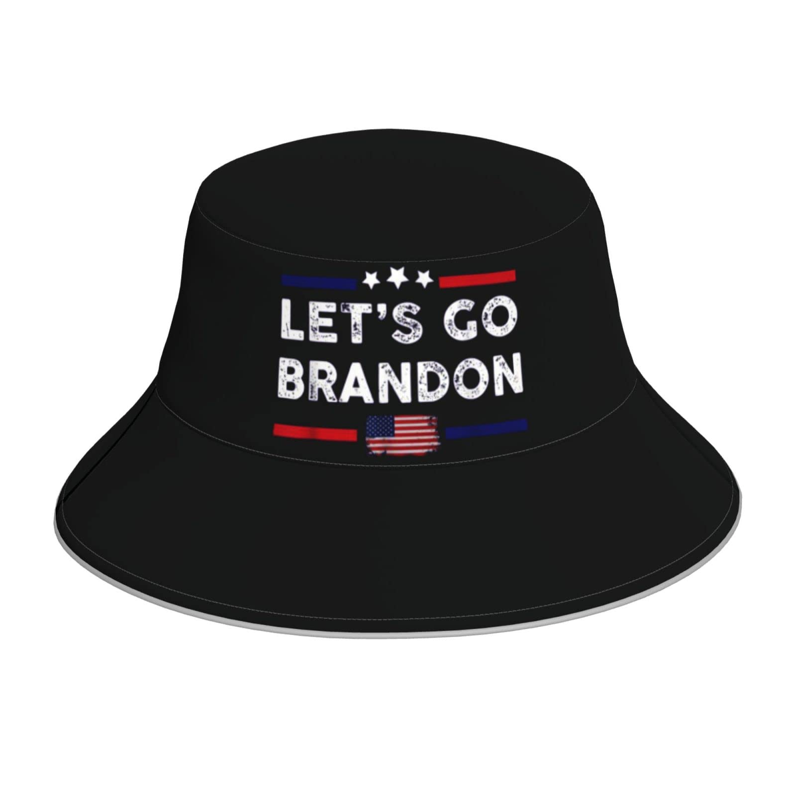 Unisex Let's Go Brandon Reversible Bucket Print Hat Night Reflective Strip Travel Sun Hat Fisherman Hats