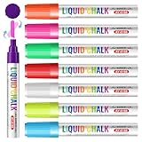 Brencco Pennarelli Gesso Liquido Cancellabili, 8 Pennarello per Vetro Cancellabile, 6mm Pu...