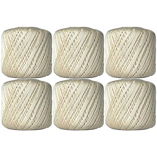 Image of ThreadArt 100% Cotton Crochet Thread Size 10, 6 Ball Pack, Natural 2 | Soft pure cotton crochet thread for lace, doilies, amigurumi and crafts. Smooth finish with crisp stitch definition.